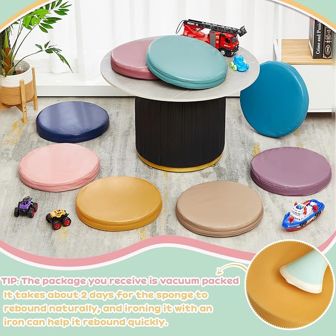 Juexica 8 Pcs Extra Thick Flexible Seating Floor Cushions Assorted Colored - Image 3