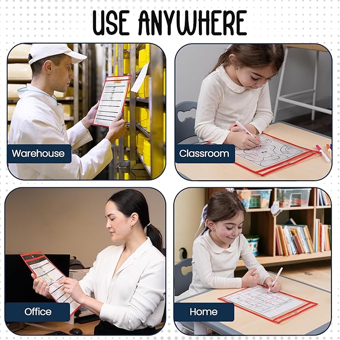 Essex Wares - 5 Pack, Job Ticket Holders, Reusable & Easy Erase Plastic Invoice - Image 5