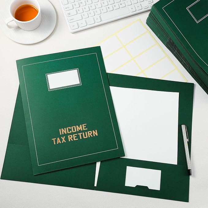 Kisston 25 Pcs Tax Return Folders Bulk 2 Pocket Gold Foil Stamped Income Tax - Image 4