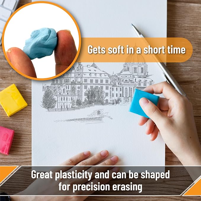 Mr. Pen- Kneaded Erasers, 1.4"x1.37", 8 Pack, Colorful | Soft Moldable Art - Image 3