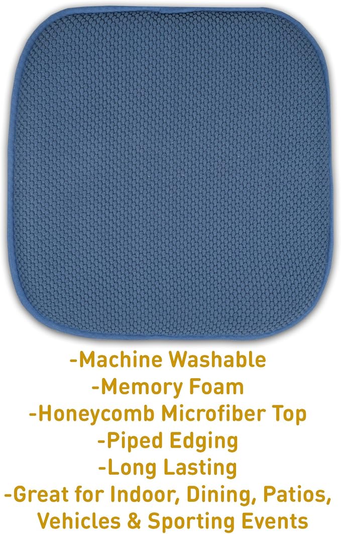 4 Pack Memory Foam Honeycomb Nonslip Back 16" x16" Chair/Seat Cushion Pad - Image 3