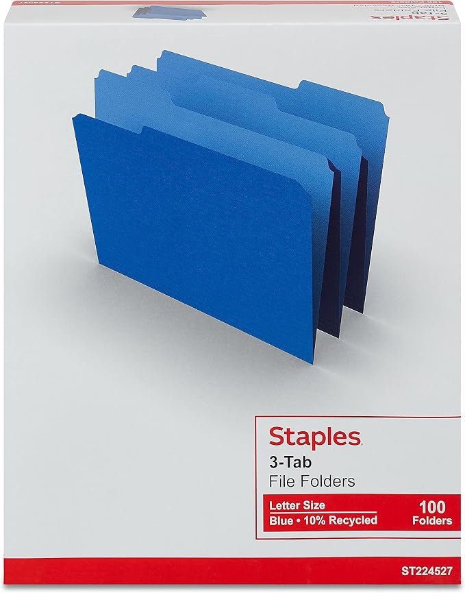 Staples File Folder, Letter Size, 1/3‑Cut Tab, Durable Paper Stock, 200/Carton - Image 4