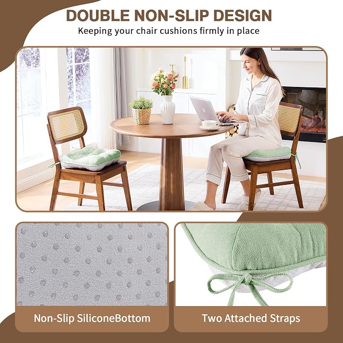 BETU Chair Cushions for Dining Chairs Set of 4, 3.5" Thick Green Kitchen Chair - Image 2