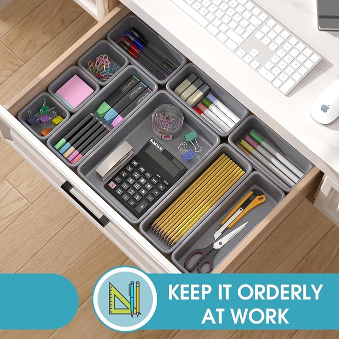 16 PCS Drawer Organizer Set, 4 Size Makeup Drawer Divider Organizer - Image 4