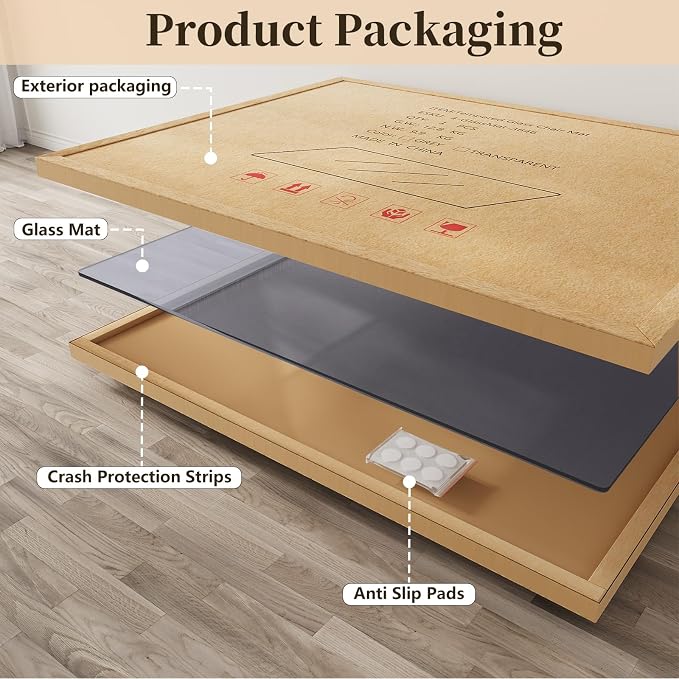 Tempered Glass Chair Mat, Hides Dirt/Fur, Noise-Free Gliding Shatterproof - Image 9