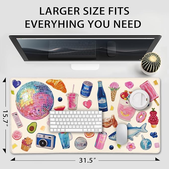 Watercolor Stickers Gaming Mouse Pad 31.5"x15.7" | XXL Desk Mat, Non-Slip - Image 4