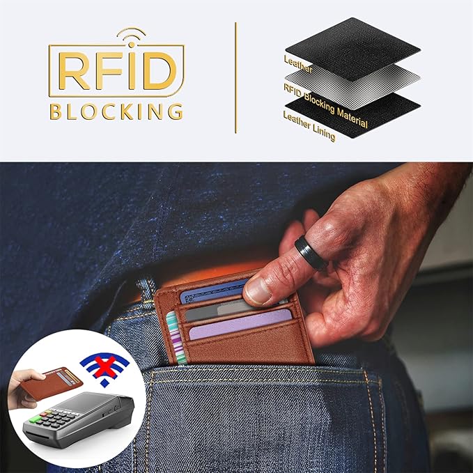 Travelambo Front Pocket Minimalist Leather Slim Wallet RFID Blocking Medium Size - Image 4