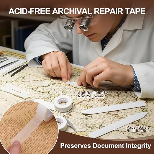 3 Rolls Archival Document Repair Tape Kit Book Repair Acid-Free Tape - Image 5