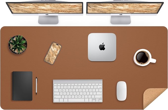 AFIING Cork Desk Mat 47" x 23.6", Dual-Sided Natural Cork & PU Leather Desk Pad by AFIING
