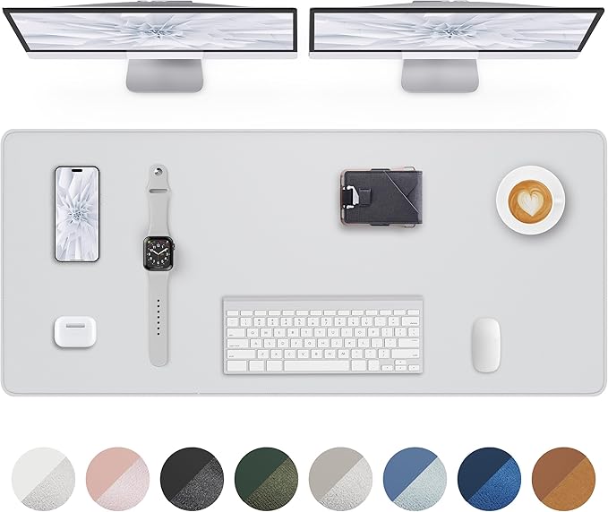 Leather Desk Pad Protector- 48" x 17" Office Desk Mat, Non-Slip PU Leather by AFIING