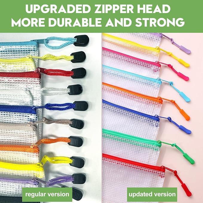 YOPCDJ 24pcs Mesh Zipper Pouch Bags Puzzle Storage Bags, A4 13x9 Inches Large - Image 3