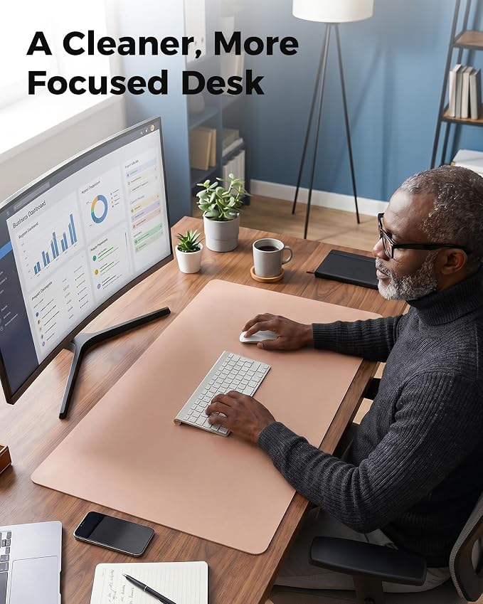 Aothia Double-Sided Desk Pad – 35.4" x 15.7" Leather Desk Mat - Image 7