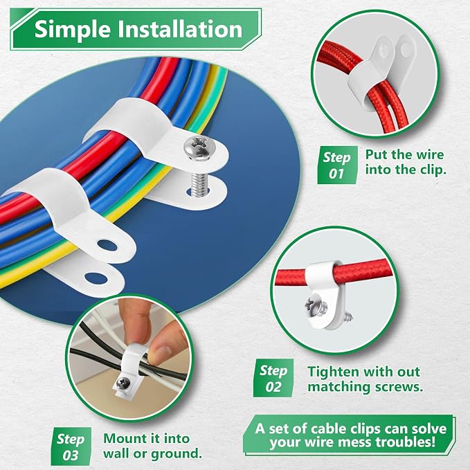 Cable Clips for Cable Management Cord Organizer, 6 Sizes 290 PCS Nylon R-Type - Image 5