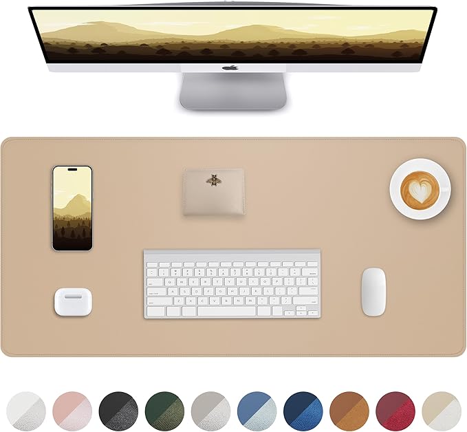 Leather Desk Pad Protector, Mouse Pad, Office Mat, Non-Slip PU Leather Blotter by AFIING