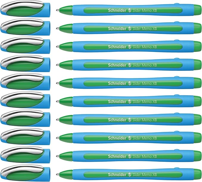 Schneider Slider Memo XB Ballpoint Pen, 1.4 mm, Light Blue Barrel, Box of 10 by Schneider