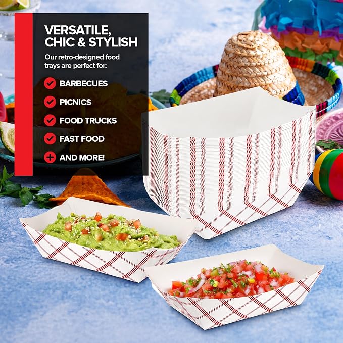 Mini Tiny Paper Food Boats .25 Lb Disposable Red & White Checkered Paper Food - Image 8