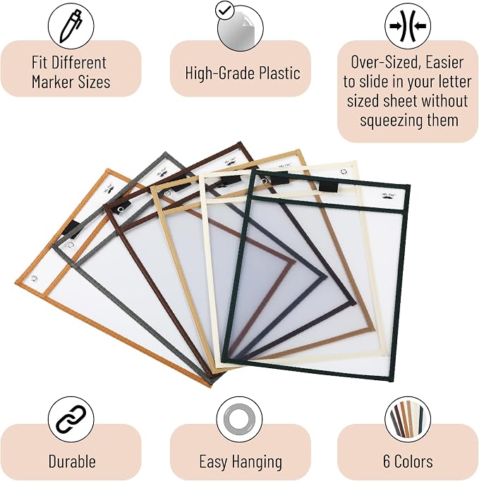 Mr. Pen- Reusable Dry Erase Pocket Sleeves, 6 Pack, Colorful | Desert Dusk Color - Image 4
