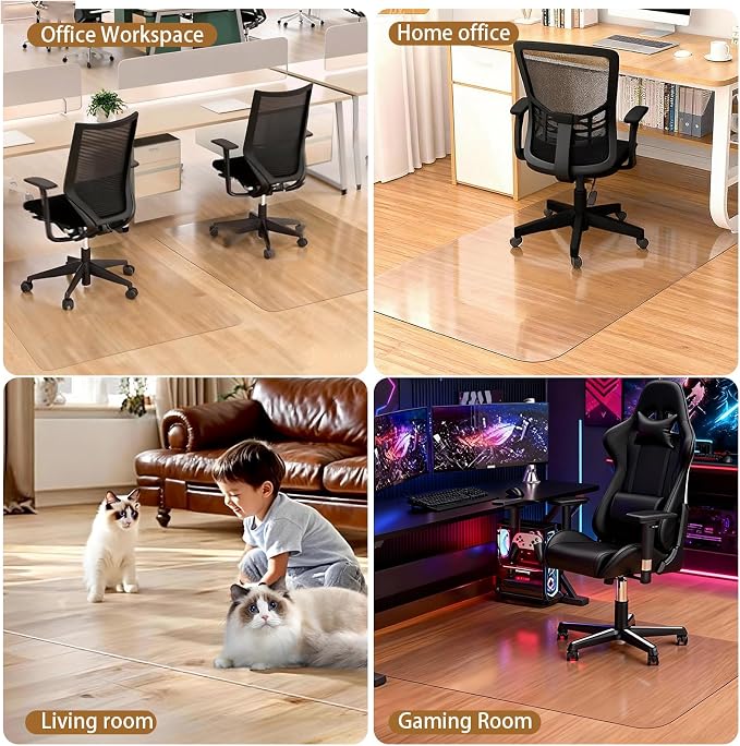 Office Chair Mat for Hard Floors 36 x 48 Inch, Transparent Under Desk Mat for - Image 7