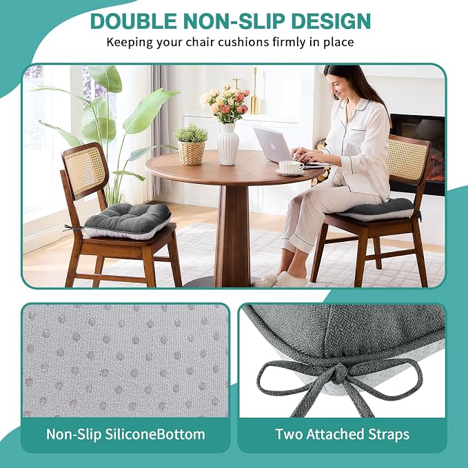 BETU Chair Cushions for Dining Chairs Set of 4, 3.5" Thick Kitchen Table Chair - Image 2