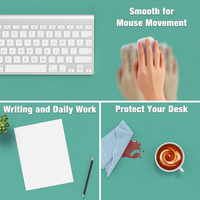 Hsurbtra Desk Pad, 23.6" x 13.8" PU Leather Desk Mat, M Extended Mouse Pad - Image 4