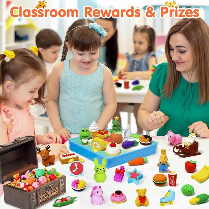 Moosia 120 Pack Animal Pencil Erasers - Image 3