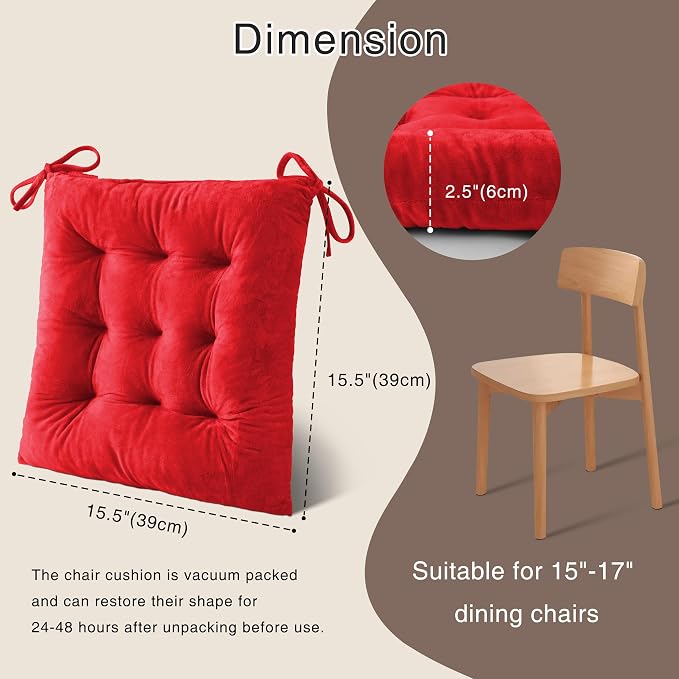 OVOV 4 Pack Chair Cushions for Dining Chairs Soft Seat Cushions for Kitchen - Image 2