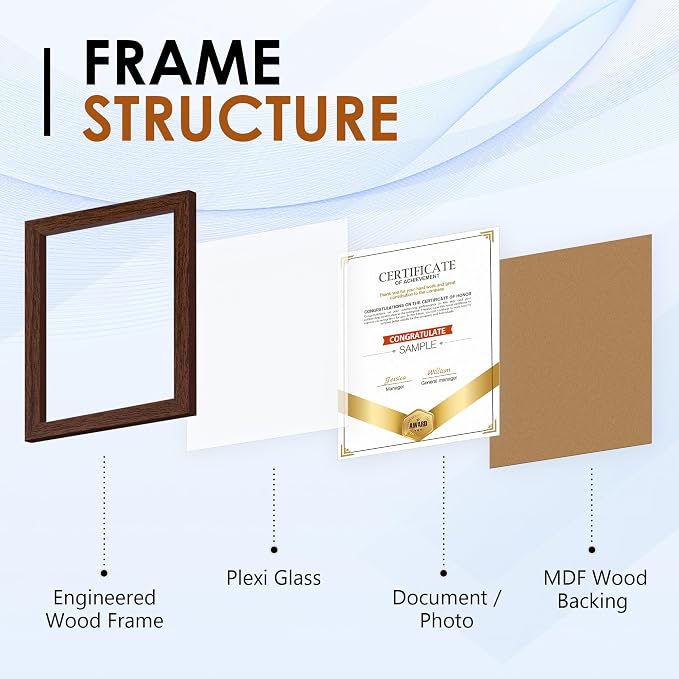 FIXSMITH 8.5x11 Diploma Frame, 6 Pack Certificate Frame - Image 3