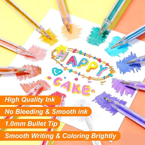 100 Colors Glitter Gel Pens, Colored Sparkle Metallic Gel Ink Pens, Coloring - Image 2