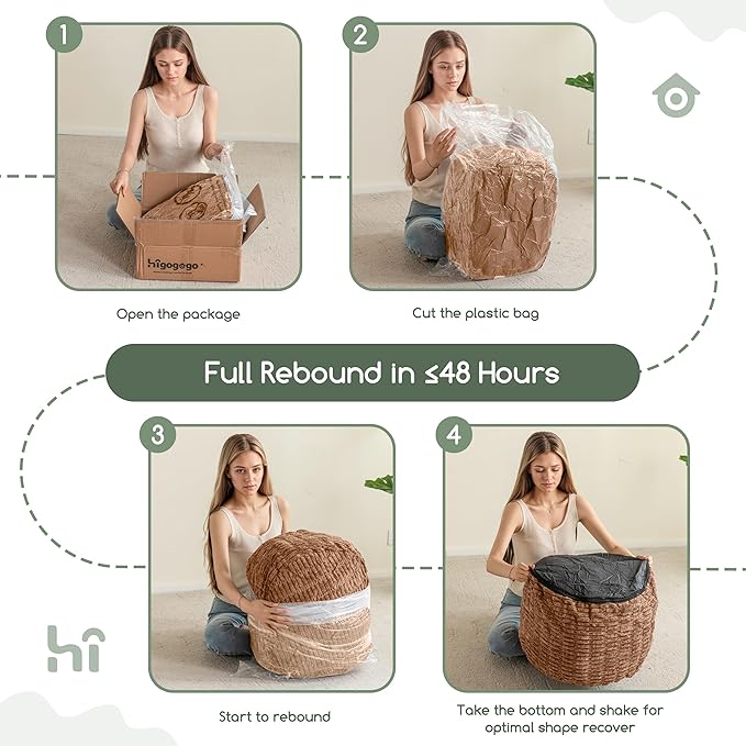 HIGOGOGO Pouf Ottoman Stuffed Round Modern Foam Filled Foot Rest Poufs - Image 5