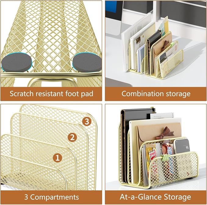 gianotter Mail Organizer Countertop, Metal File Holder - Image 4