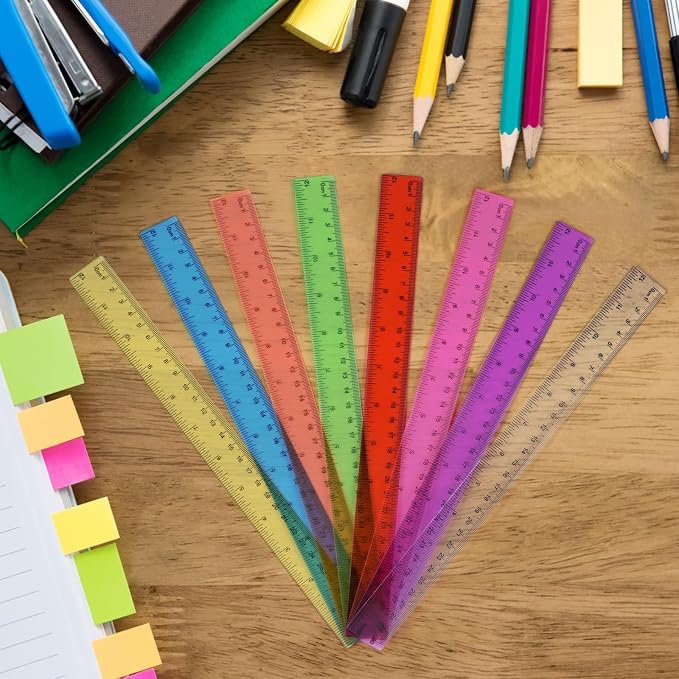 32 Pack Assorted Color Clear Rulers 12 inch, Plastic Ruler Bulks - Image 4