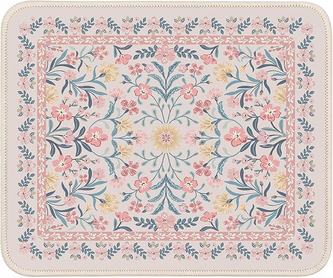 iCasso Aesthetic Small Floral Mouse Pad, Anti-Slip and Comfortable Cloth Mouse by iCasso