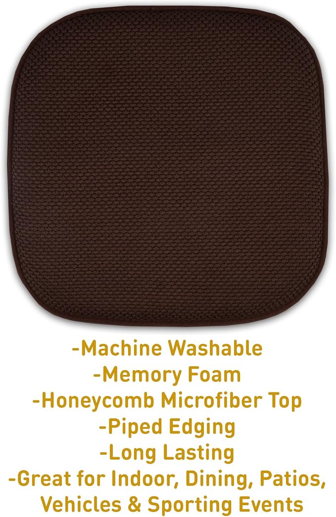 Sweet Home Collection Cushion Memory Foam Chair Pads Honeycomb Nonslip Back - Image 3