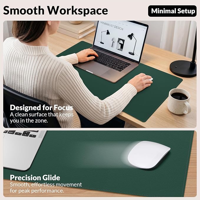 AFIING Cork Desk Mat, Dark Green, 31.5" x 17", Desk pad Protector | Dual-Sided - Image 5