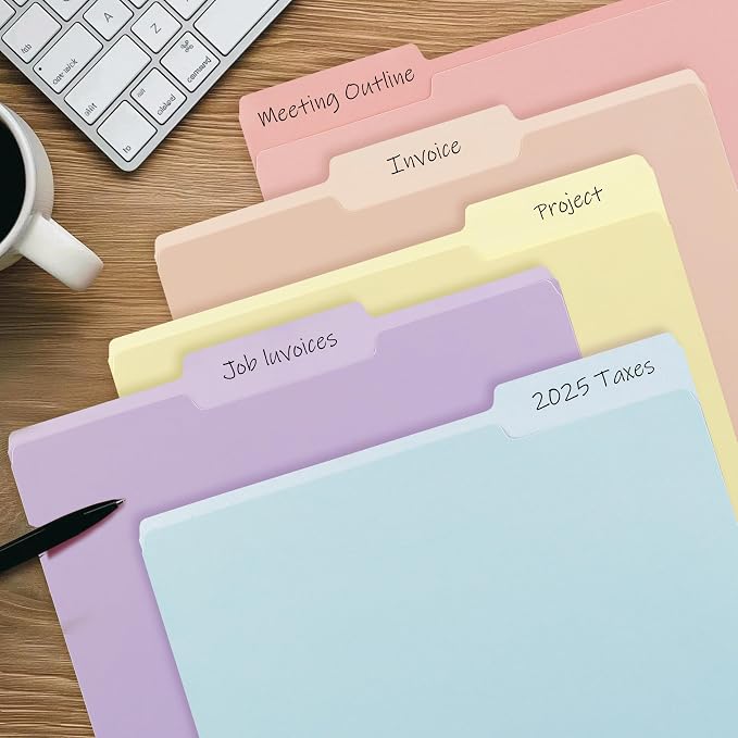 Color File Folders, 1/3-Cut Tabs, 120 Pack File Folder Letter Size, 6 Pastel - Image 7