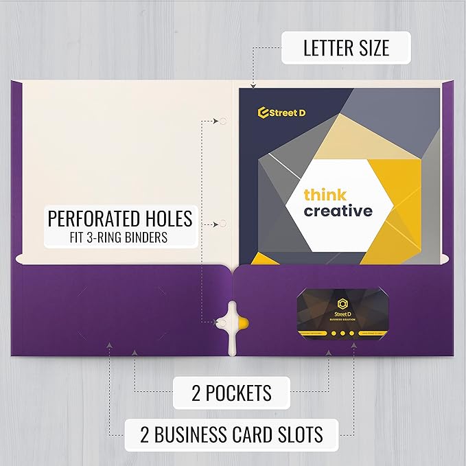 Better Office Products Two Pocket Portfolio Folders, Letter Size Paper Folders - Image 2