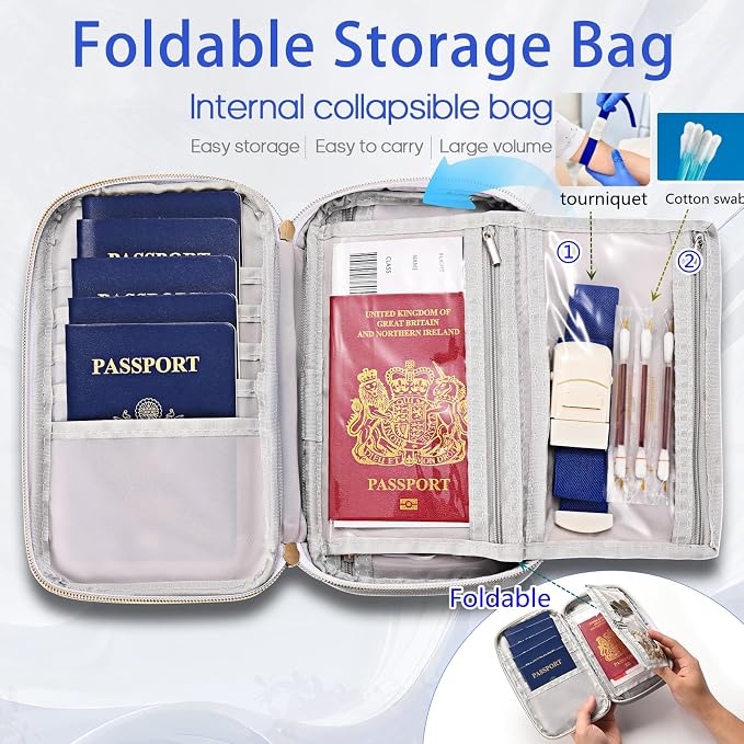 Multifunctional, RFID Family Passport Holder, Travel Wallet Travel Document - Image 2
