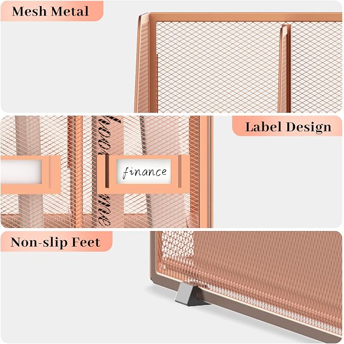 SUPEASY Desk Organizers Metal Desk Magazine File Holder - Image 4