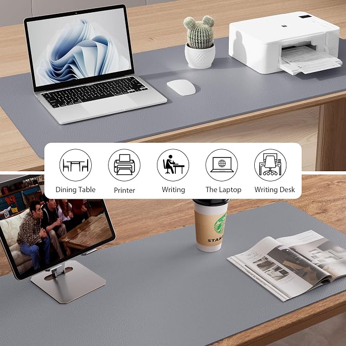 Aothia Faux Leather Desk Mat – Large Mouse Pad, Non-Slip PU Leather Blotter - Image 8