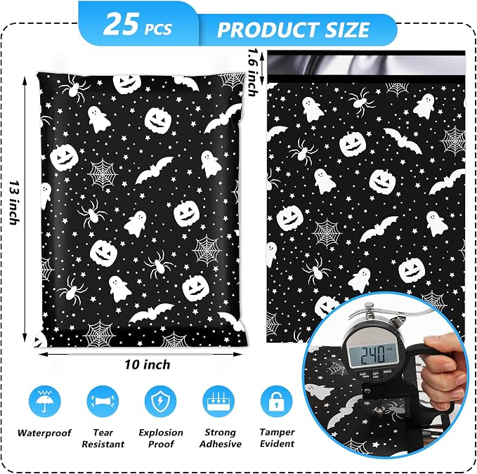 Halloween Poly Mailer 10x13 Inch 25 Pcs, Waterproof and Tear-Resistant Shipping - Image 2