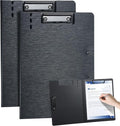 Clipboard Folder, with Dual Metal Clips, Embossed-Texture, Folding 360° Rotating by WORPSON