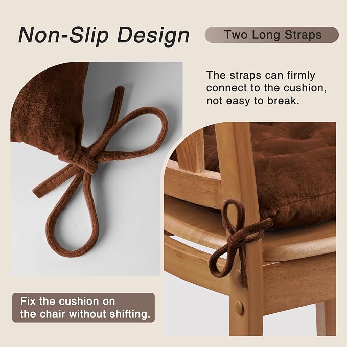 OVOV 2 Pack Chair Cushions for Dining Chairs Soft Seat Cushions for Kitchen - Image 3