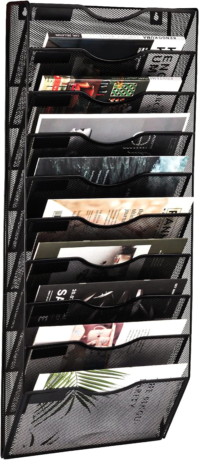 EASEPRES 10 Pocket Mesh Hanging Wall File Organizer, Wall Mounted Mail Paper by EASEPRES