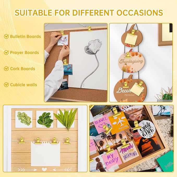 50Pcs Gold Push Pins, Metal Push Pin Clips, No Holes Cubicle Clips - Image 7