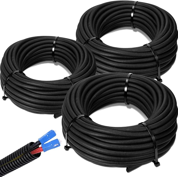 Sasylvia 1/4", 3/8" x 150ft Split Wire Loom Tubing Assortment Black Flexible by Sasylvia