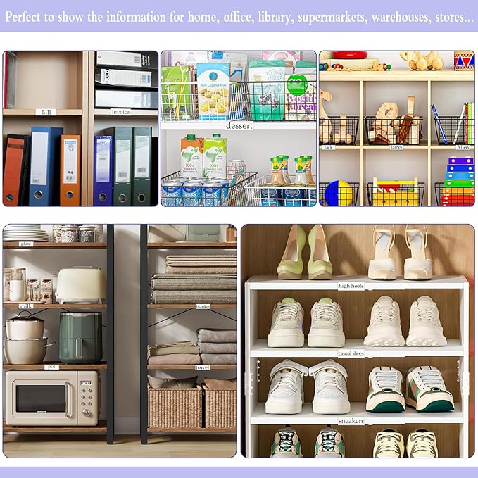 Shelf Label Holder, ELEMGULY 50 Pack Wood Shelf Label Holders Plastic Shelf - Image 3