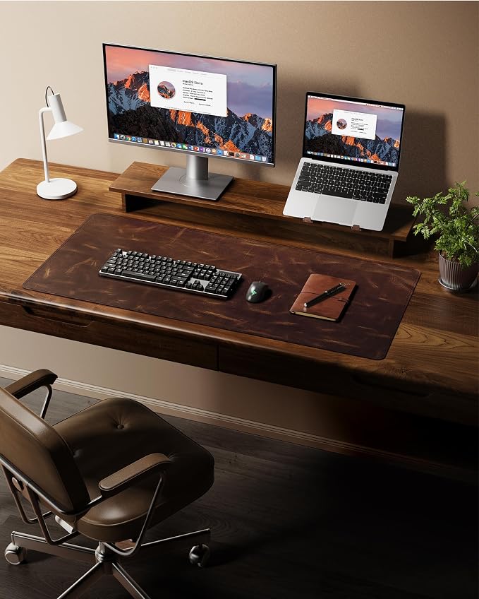 YSAGi Leather Desk Mat, 35.4"x17"Real Leather Desk Pad, 2mm Thick Desk Blotter - Image 7