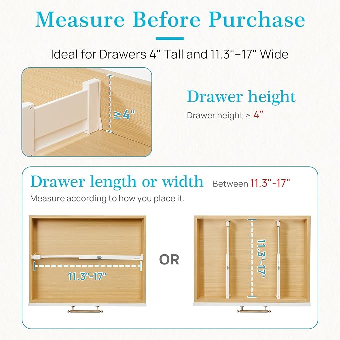 Vtopmart Drawer Dividers for Clothes 8 Pack, Adjustable 4" High Expandable from - Image 7