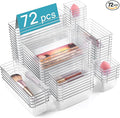 Vtopmart 72 PCS Clear Plastic Drawer Organizers Set, 4-Size Versatile Bathroom by Vtopmart