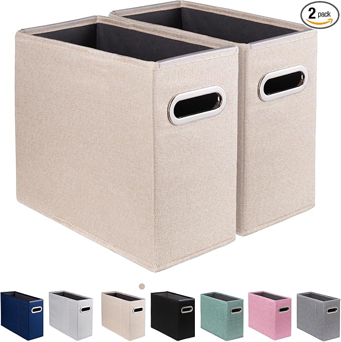 2 Pack Letter Size File Storage Box Collapsible, Fabric Hanging File Folders by ComfortKeeper